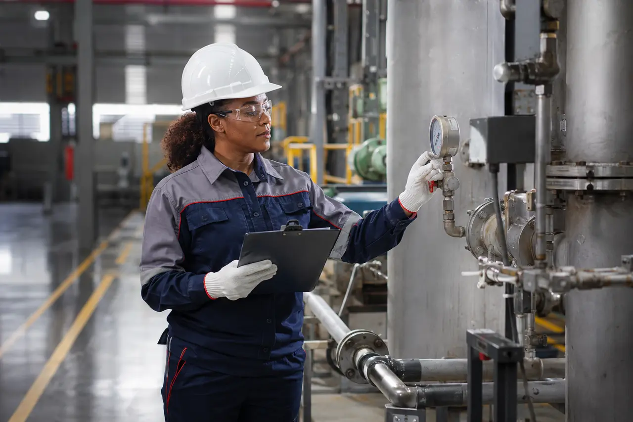 Técnico realizando inspeção de segurança do trabalho